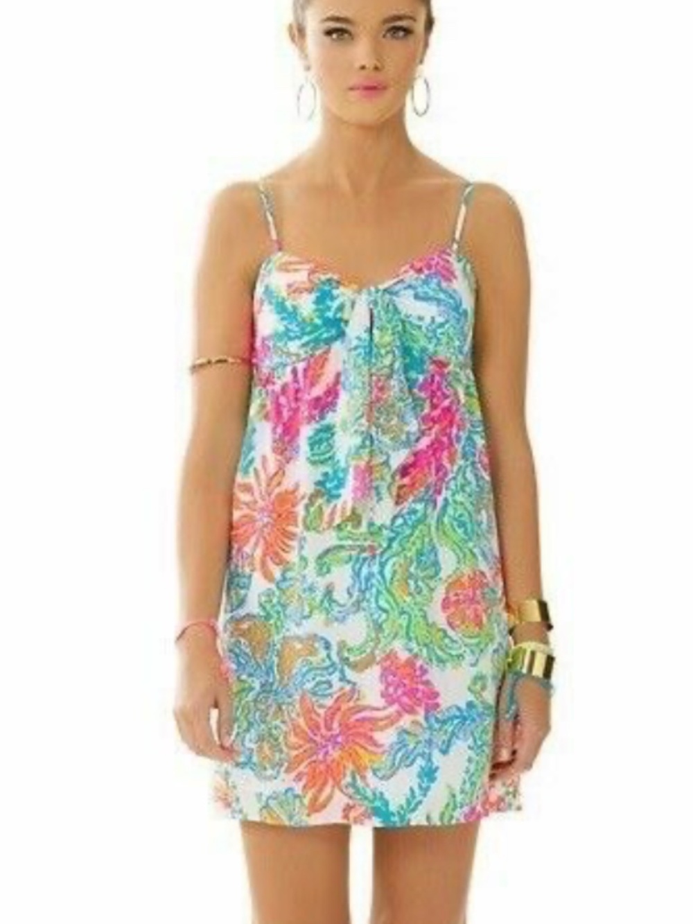 Lilly Pulitzer Large L Charlotte empire waist silk dress casa marina